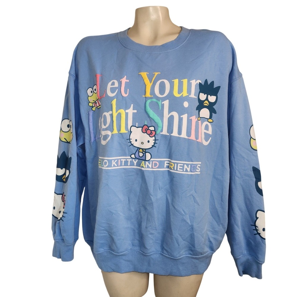 Sanrio Hello Kitty Friends Blue Sweatshirt Let Your Light Shine XL‎ SIL34452